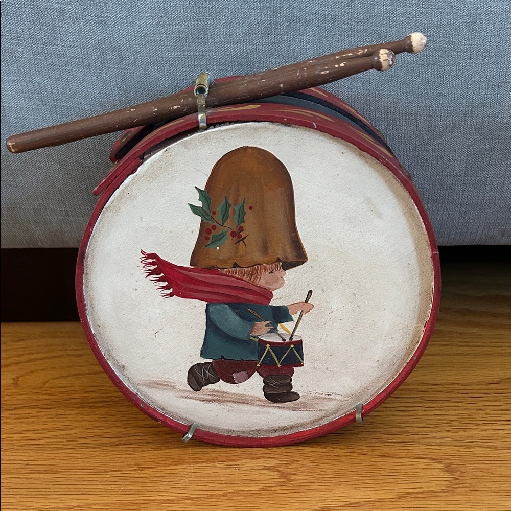 Hand Painted Wooden Drum - 7”